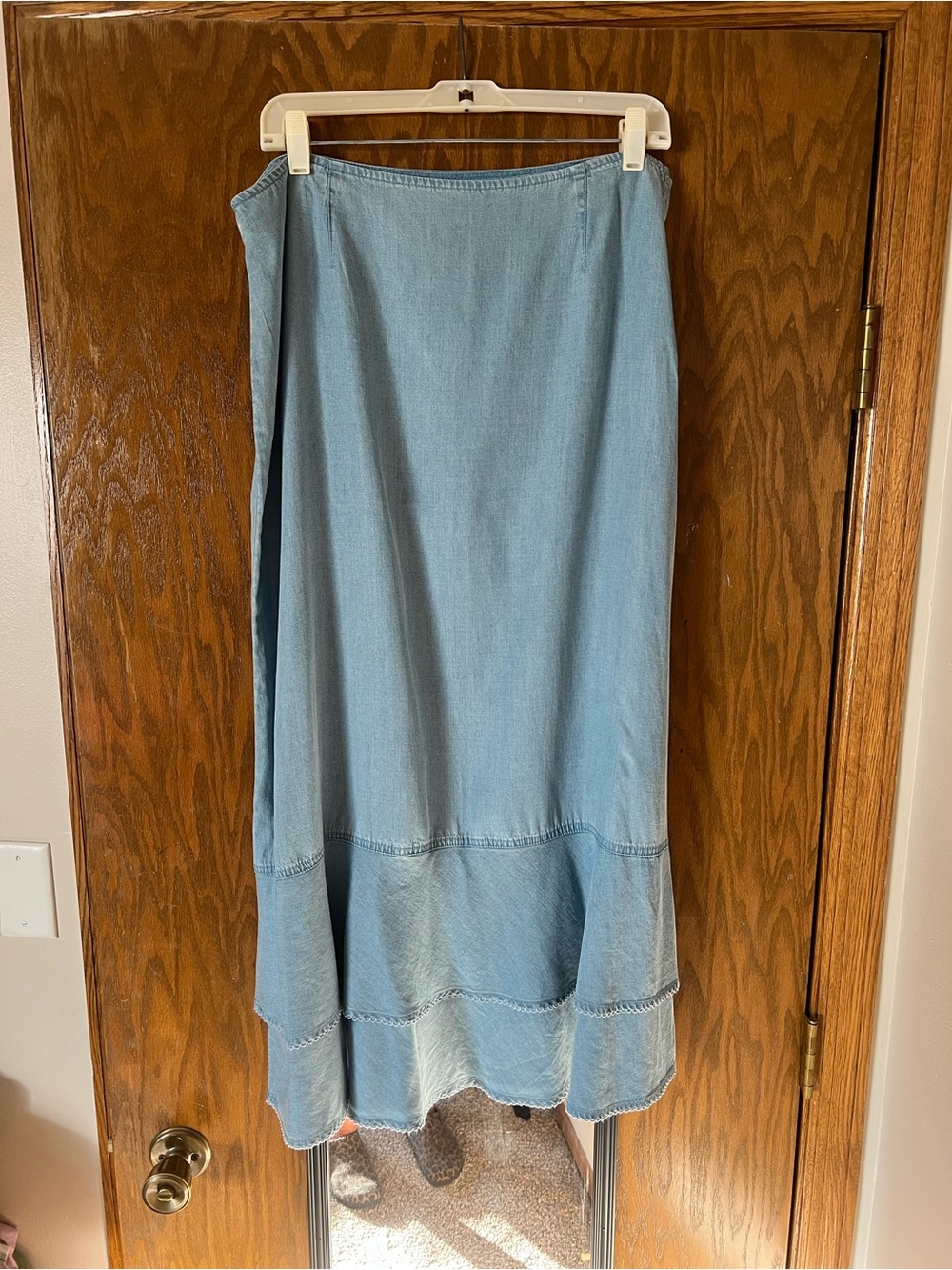Liz Claiborne Pale Blue tencel Tiered Maxi Skirt